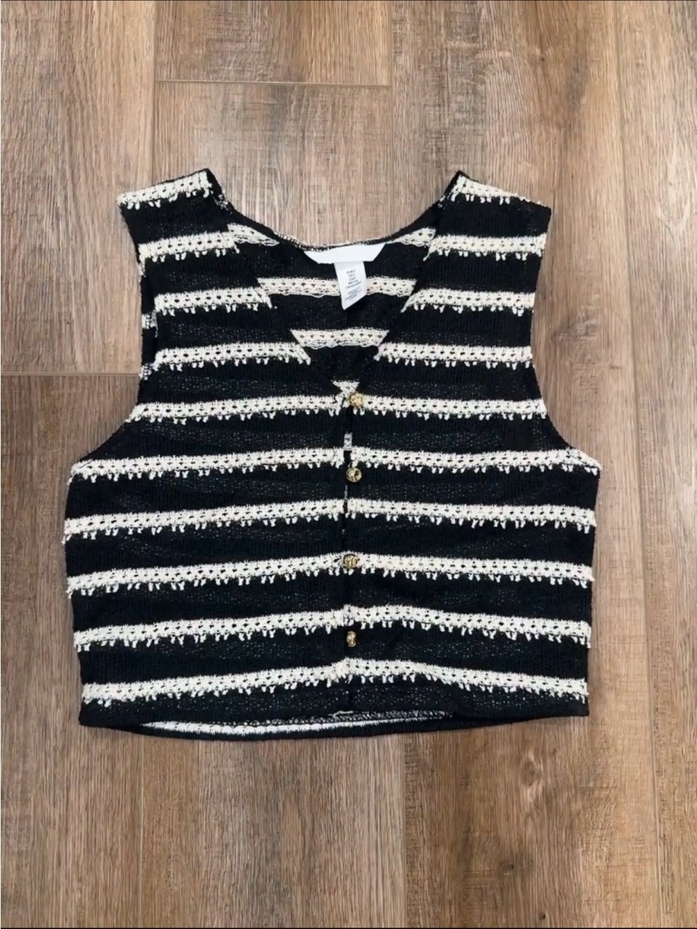 NWOT H&M black & white striped button up vest